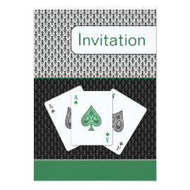Three Aces Green Vegas Wedding Invitations 